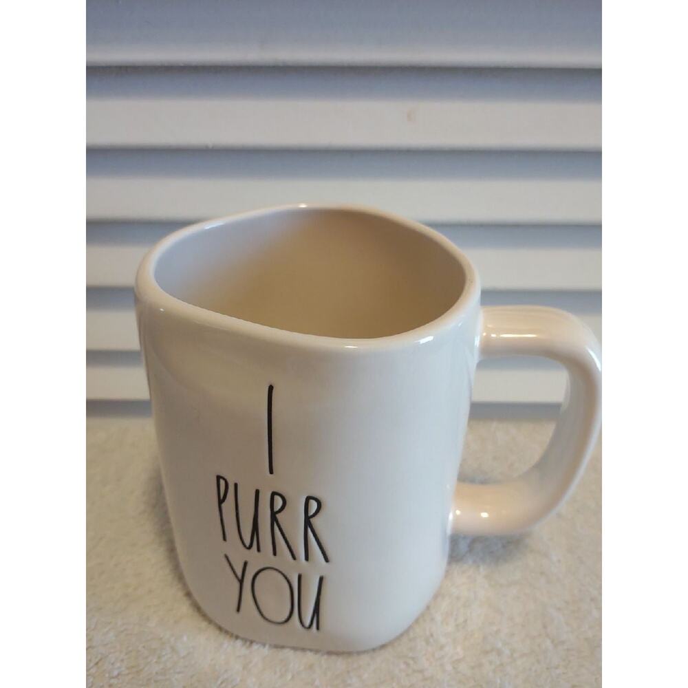 Rae Dunn Artisan Collection Magenta "I Purr You" white coffee tea mug cup